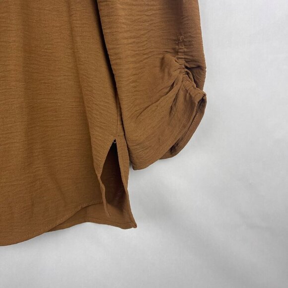 DKNY Modern Brown Long Sleeve Blouse Size Medium - Picture 11 of 14
